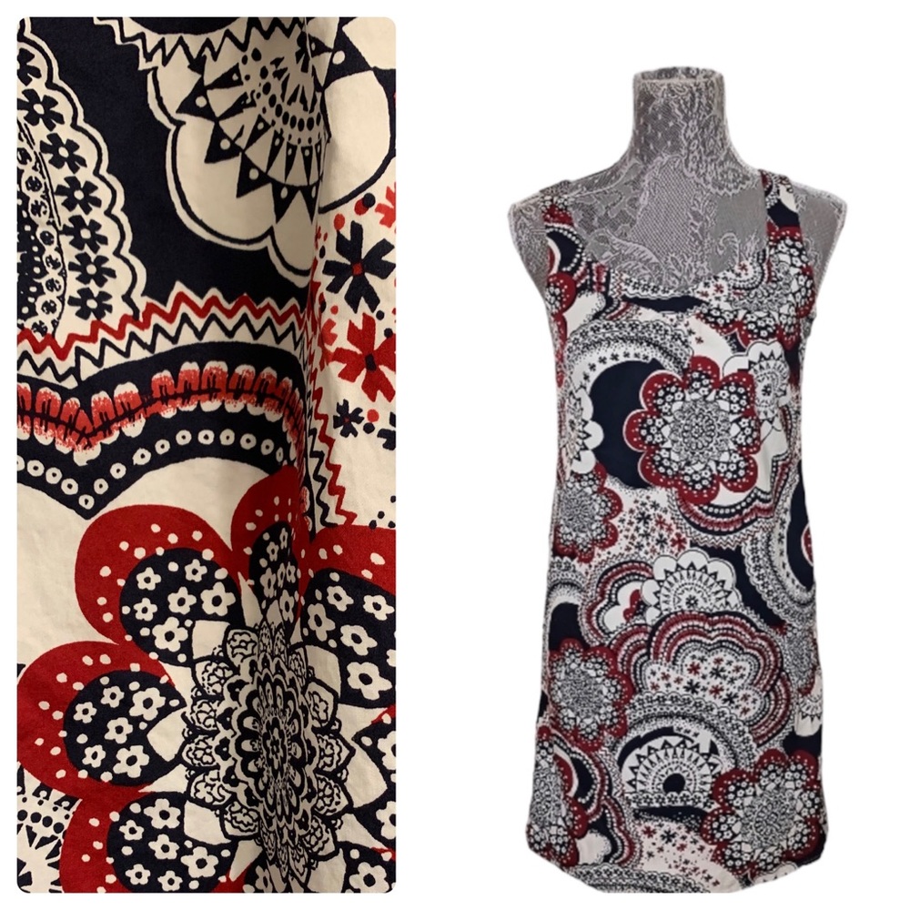 Ann Taylor LOFT tank dress/ red, white and blue/fully lined/size 4 women’s